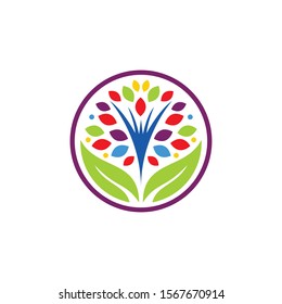 Natural Colorful Youth or Kinds Educational High Quality Vector Logo Design