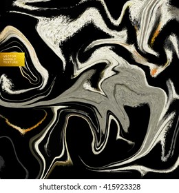 Natural colors marble imitation vector texture. Trendy backdrop with white, black, grey and sienna acrylic drips on solid background. Mineral waves and sand vortexes stone texture.