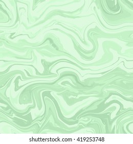 Natural colors marble imitation vector seamless pattern. Trendy backdrop with green and grey acrylic drips on solid background. Mineral waves and sand vortexes stone texture.