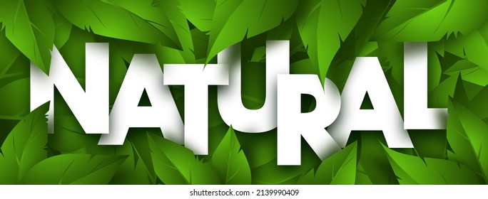 Natural concept banner with lush green foliage. Vector Illustration