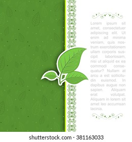 Natural concept. Green leaves/Vector illustration with place for your text or creative editing.
