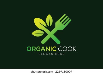 Natural cooking or vegetarian cooking logo design 