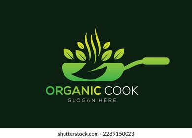 Natural cooking or vegetarian cooking logo design 