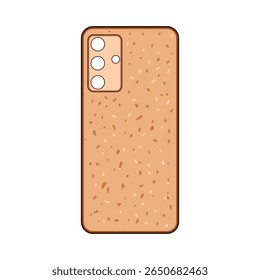 natural cork phone case cartoon. stylish protective, unique vegan, organic shockproof natural cork phone case sign. isolated symbol vector illustration