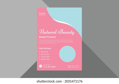 Natural Cosmetic Flyer Design Template. Natural Beauty Product Promotion Flyer Design Template. A4 Template, Brochure Design, Cover, Flyer, Poster, Print-ready
