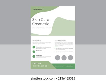 natural cosmetic flyer design template, botanic flyer design, natural beauty product promotion flyer design template. a4 template, brochure design, cover, flyer, poster, print-ready 