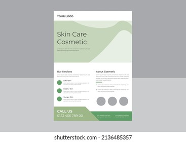 natural cosmetic flyer design template, botanic flyer design, natural beauty product promotion flyer design template. a4 template, brochure design, cover, flyer, poster, print-ready 