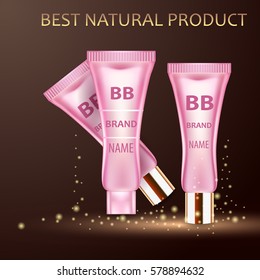 Natural cosmetic product, realistic tube or bottle. Body care concept