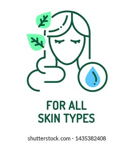 Natural cosmetics for all types skin color line icon. Organic eco product sign. Beauty industry. Chemicals free. Pictogram for web page, mobile app, promo. UI/UX/GUI design element. Editable stroke.