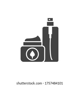 Natural cosmetics black glyph icon. Organic eco products sign. Beauty industry Chemicals free. Zero waste lifestyle. Pictogram for web page, mobile app, promo