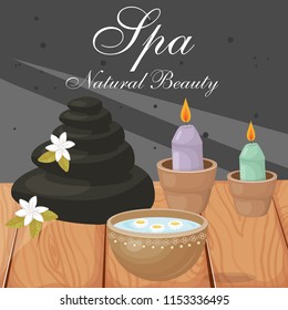 natural cosmetics, candles, stones, vector
