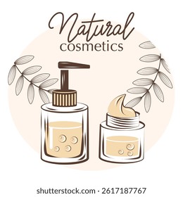 natural cosmetics cream jars cosmetic banner facial care