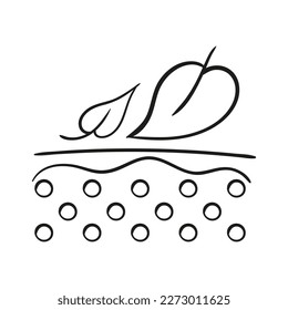 Natural cosmetics line icon. Skin layers with leaves. Vector