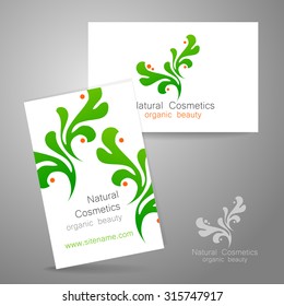 Natural Cosmetics - logo. The concept of corporate identity. Template design for organic bio cosmetics.