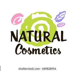 Natural cosmetics logo design vector template. Abstract decorative spiral . Brush design. Vector