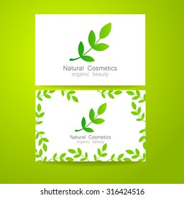 Logo für Naturkosmetik. Vorlagendesign für biologische Bioprodukte. Vorlage der Visitenkarte.