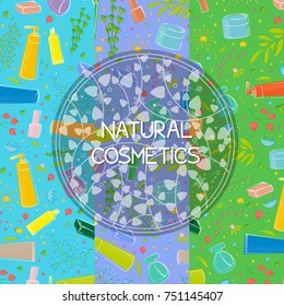 natural cosmetics mockup vector design