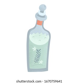 Natural Cosmetics, Rose Water Toner, Natural Hand Made Moisturizer, Skin Care Product In Glass Bottle With A Cork. Zero Waste Product, Vector Illustration