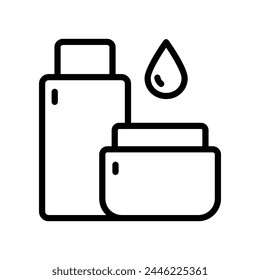Natural cosmetics set icon, open jar, bio skin care, cream , line web symbol. Simple sign for mobile concept and web design. Symbol, logo illustration. Vector graphics