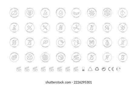 Natural cosmetics vector badge logo icons set