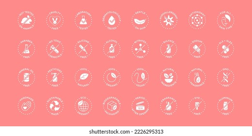 Juego de iconos de logotipo vectorial de cosméticos naturales