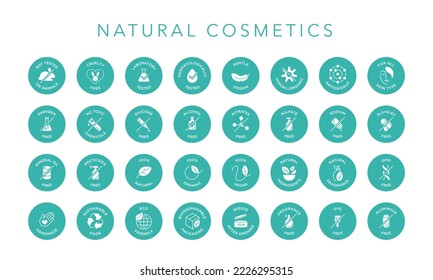 Juego de iconos de logotipo vectorial de cosméticos naturales