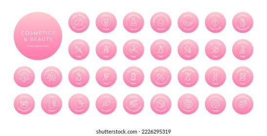 Natural cosmetics vector badge logo icons set