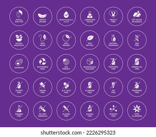 Natural cosmetics vector badge logo icons set