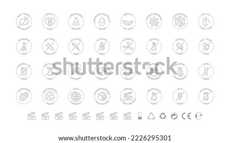 Natural cosmetics vector badge logo icons set