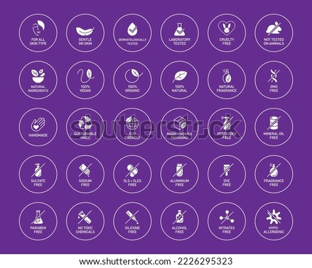 Natural cosmetics vector badge logo icons set
