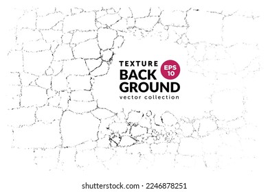 Natural cracks background with copy space. Vector overlay texture of cracked surface. One colour graphic resource.