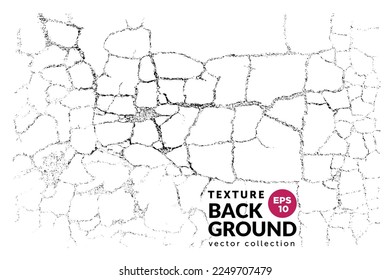 Natural cracks background with copy space. Vector overlay texture of cracked surface. One colour graphic resource.