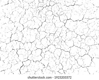 Natural cracks background. Vector overlay texture of cracked surface. One colour graphic resource.