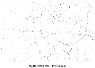 Natural Cracks Background. Vector Overlay Texture Of Cracked Surface. One Color Graphic Resource.