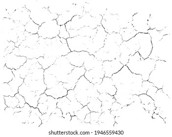 Natural cracks background. Vector overlay texture of cracked surface. One color graphic resource.