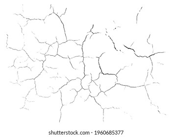 Natural cracks background. Vector overlay texture of cracked surface. One color graphic resource.