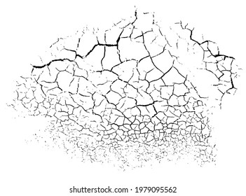 Natural cracks background. Vector overlay texture of cracked surface. One color graphic resource.