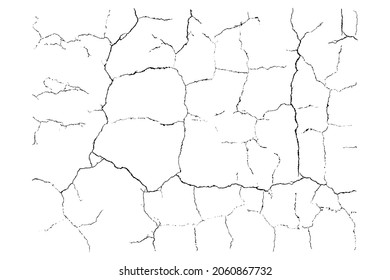 Natural cracks background. Vector overlay texture of cracked surface. One color graphic resource.