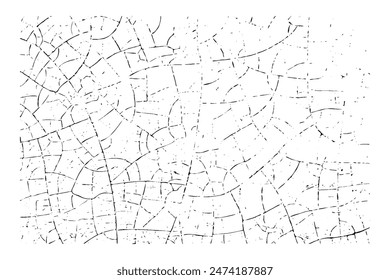 Natural cracks background. Vector overlay texture of cracked surface. One colour graphic resource.