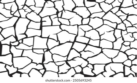 Natural cracks background. Vector overlay texture of cracked surface