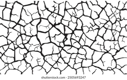 Natural cracks background. Vector overlay texture of cracked surface