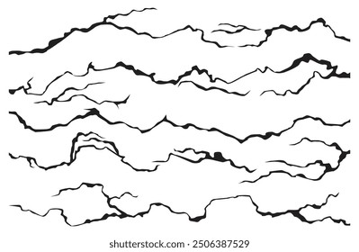 Natural cracks background. Vector overlay texture of cracked surface