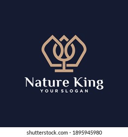 Plantilla de diseño del logotipo de la corona natural y de la hoja