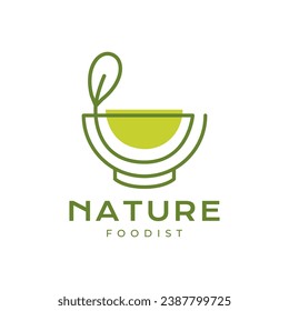 natürliche Küche Blätter Linie Stil natürliche Suppe Gemüse minimale Logo-Design Vektorgrafik