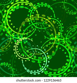 Natural curls and circles of bright green shades on a green background. The pattern is perfect for fabric and paper.
