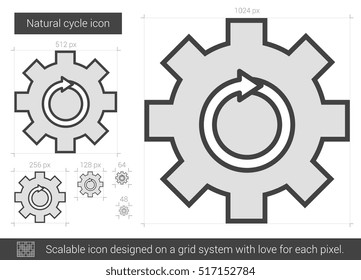 Natural cycle vector line icon isolated on white background. Natural cycle line icon for infographic, website or app. Scalable icon designed on a grid system.