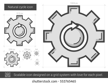 Natural cycle vector line icon isolated on white background. Natural cycle line icon for infographic, website or app. Scalable icon designed on a grid system.