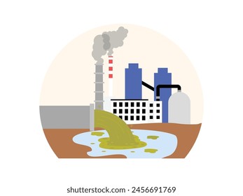 Natural damage caused by smoke and improper waste disposal, pollution vector illustration.