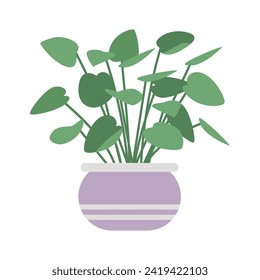 Natural decoration potted houseplant. Indoor decorative plant in pot cartoon vector illustration