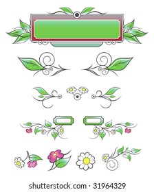 Natural Decorative Elements from hand-drawing sketch. Layers/parts can be easily changed.